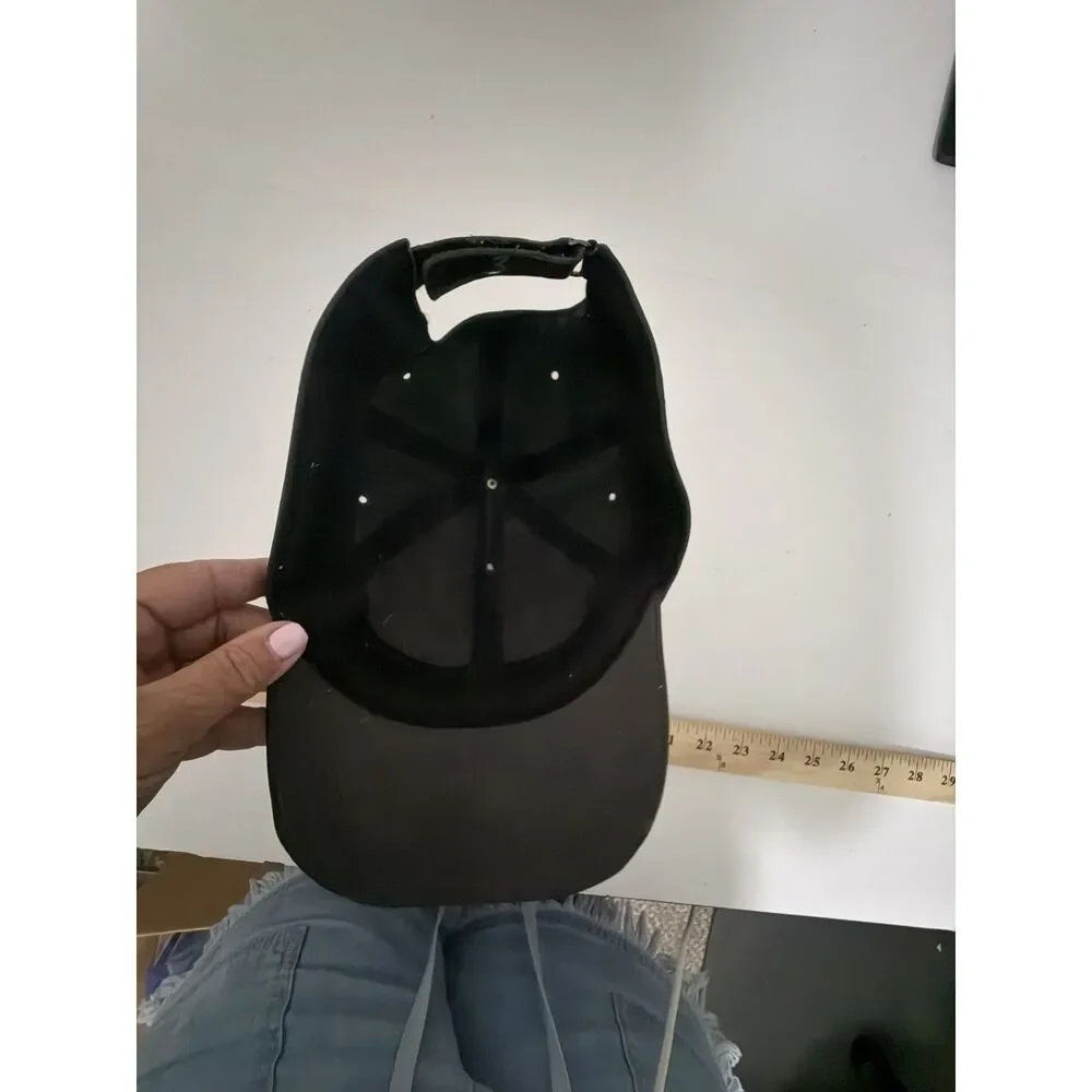 Black leather baseball cap